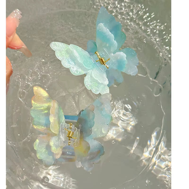Sweet Colour Changing Butterfly Hair Claw Summer Fairy Hair Clip for Women Girl Clip