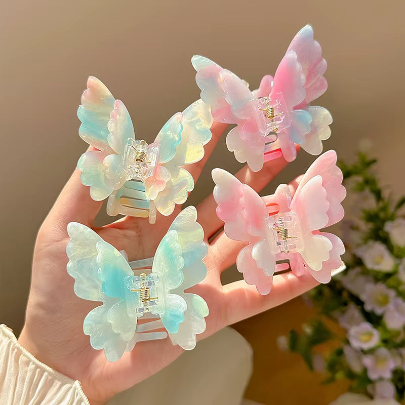 Sweet Colour Changing Butterfly Hair Claw Summer Fairy Hair Clip for Women Girl Clip