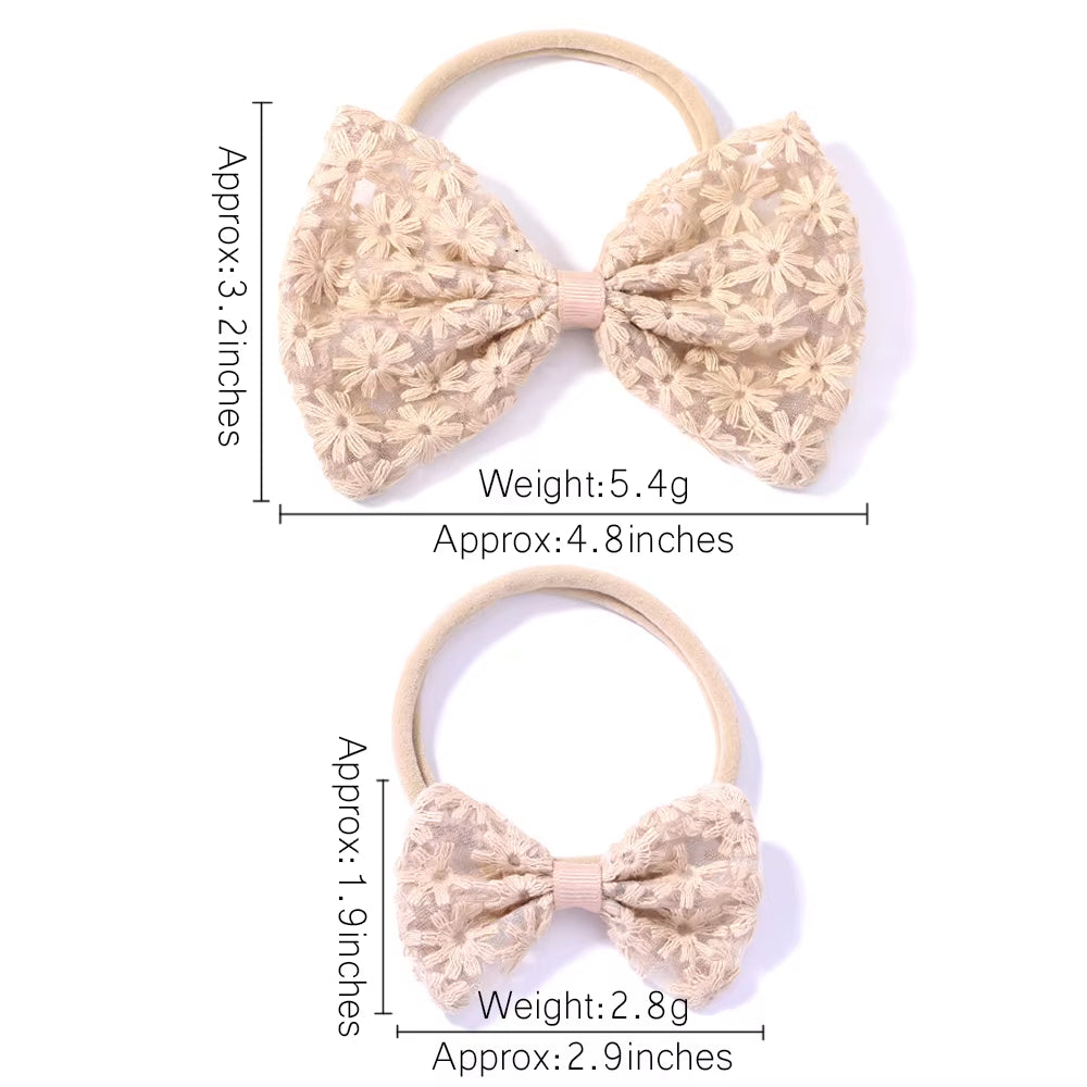Baby Girls Embroidered Lace Headband Bow Newborn Elastic Hairband Fashion Floral Hair Baby Accessories Headwear