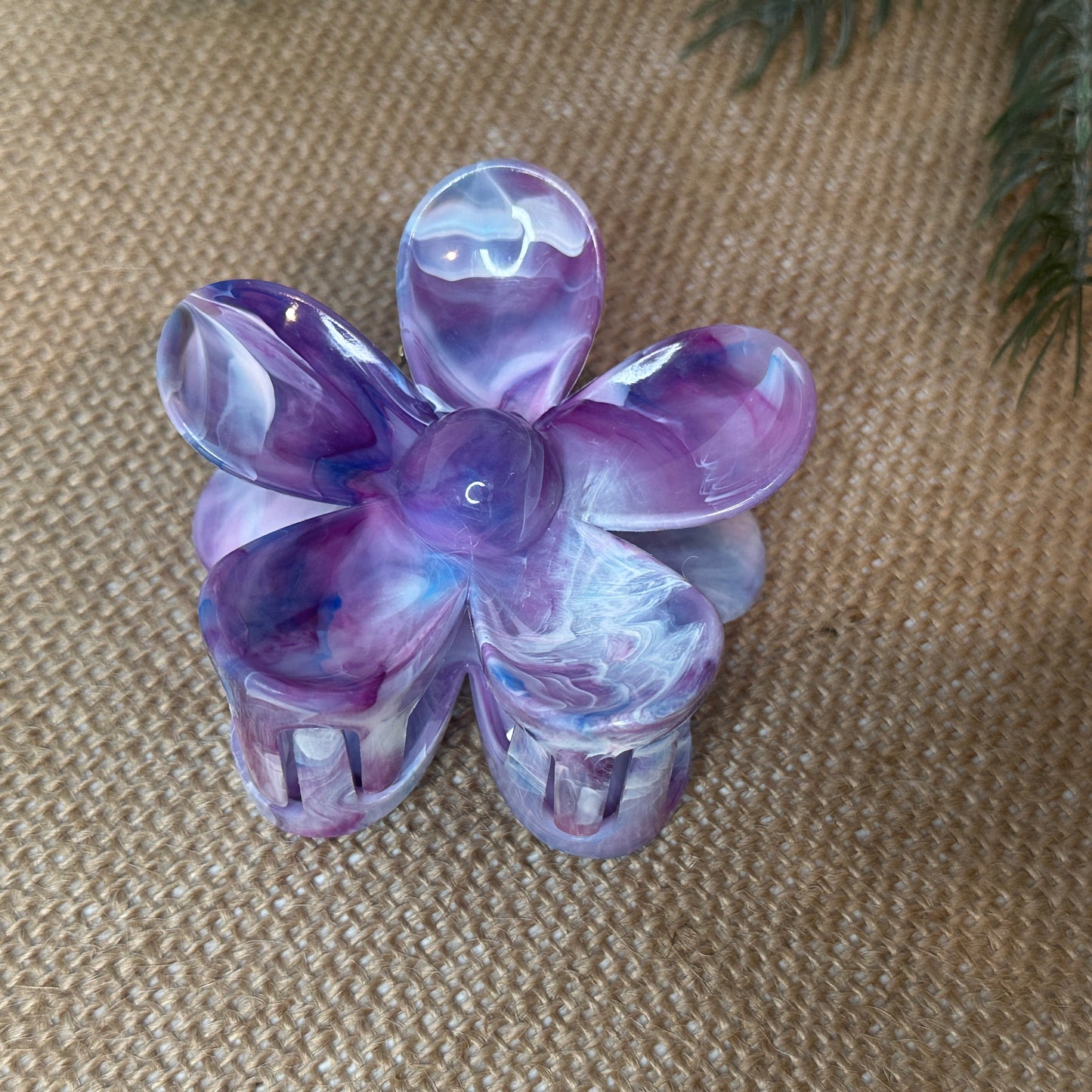 Marble Flower Hair Claw - Purples