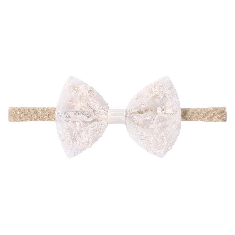 Baby Girls Embroidered Lace Headband Bow Newborn Elastic Hairband Fashion Floral Hair Baby Accessories Headwear