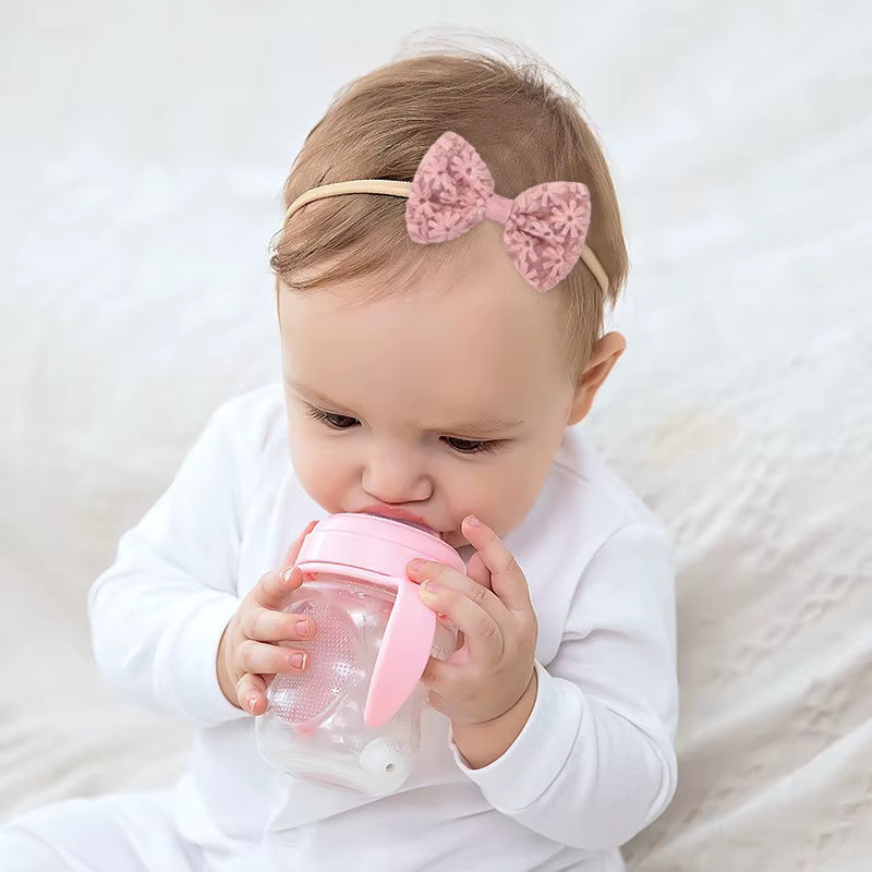 Baby Girls Embroidered Lace Headband Bow Newborn Elastic Hairband Fashion Floral Hair Baby Accessories Headwear