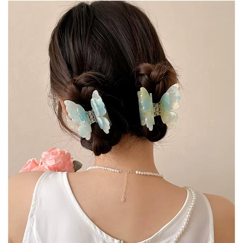 Sweet Colour Changing Butterfly Hair Claw Summer Fairy Hair Clip for Women Girl Clip