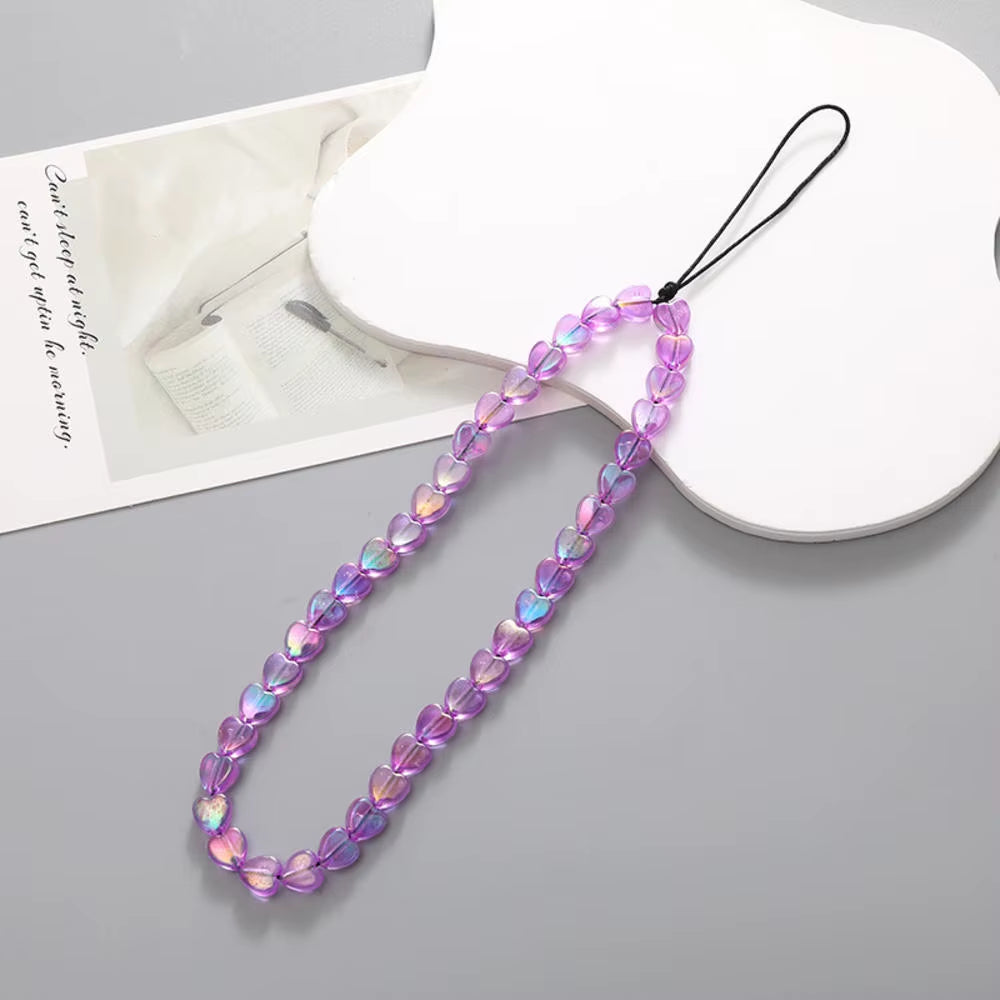 Fashion Y2K Acrylic Mobile Phone Chain Five-Pointed Star Beaded Telephone Lanyard Hanging Rope for Women Bag Pendant Keychains